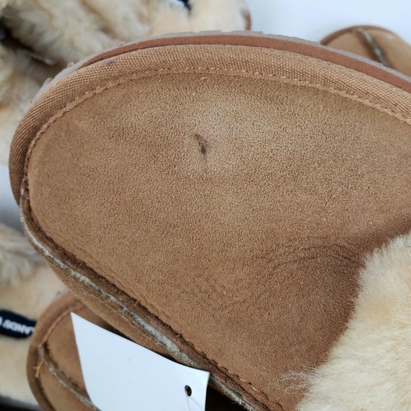 Lands' End Suede Shearling Fur Scuff Slippers NEW - Picture 8 of 12
